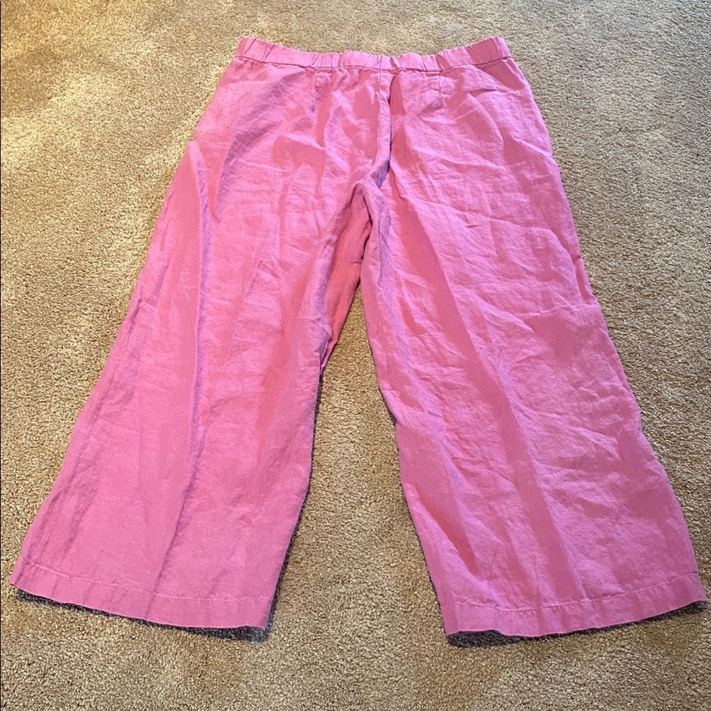 J. Jill Linen Sailor Pant Wide Leg Trouser Sugar Pink Size SP - Picture 10 of 11